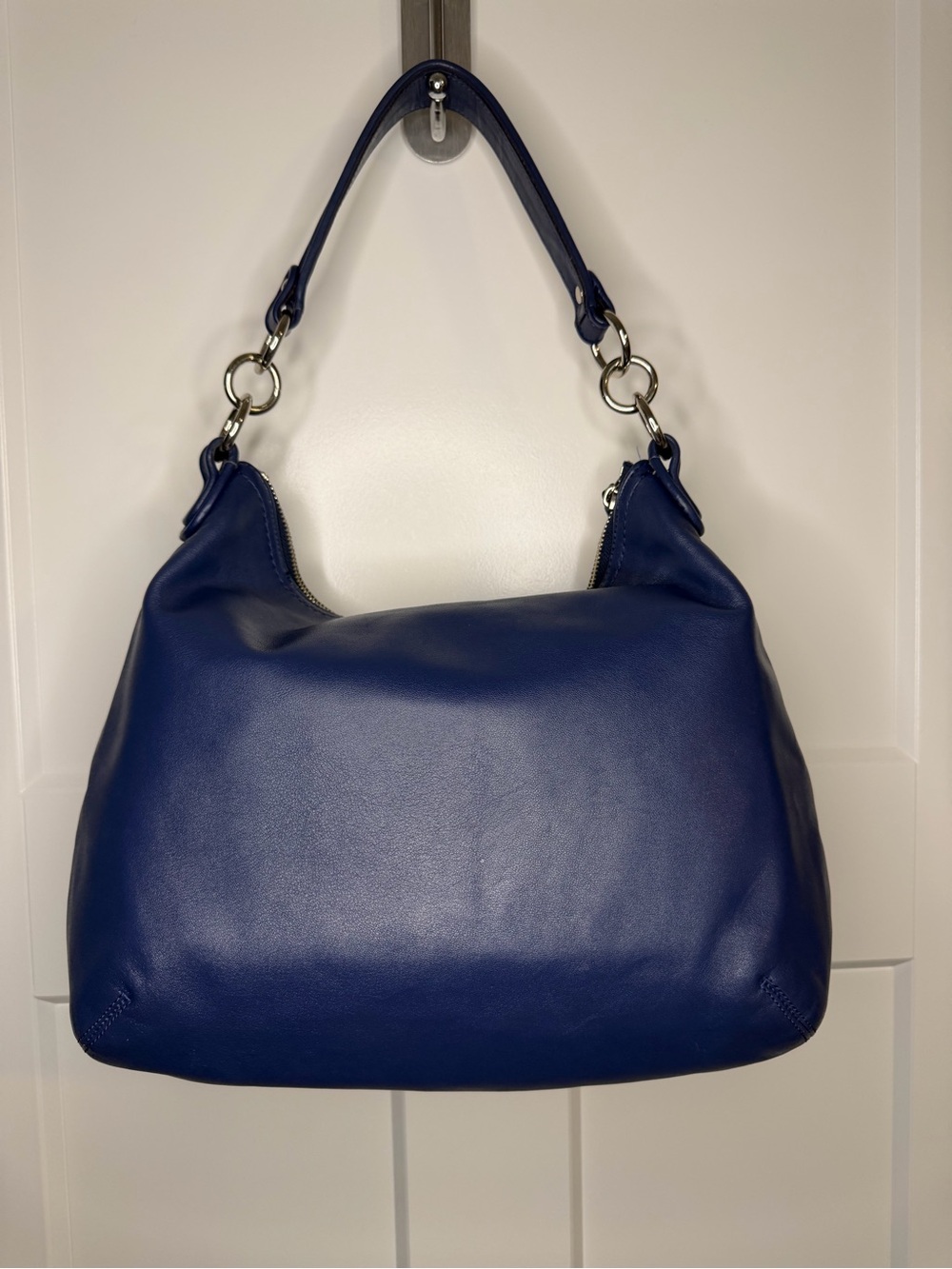 Coach Kristin Navy Cobalt Blue Leather Hobo Bag F23681 Push Lock Pockets - Picture 3 of 16